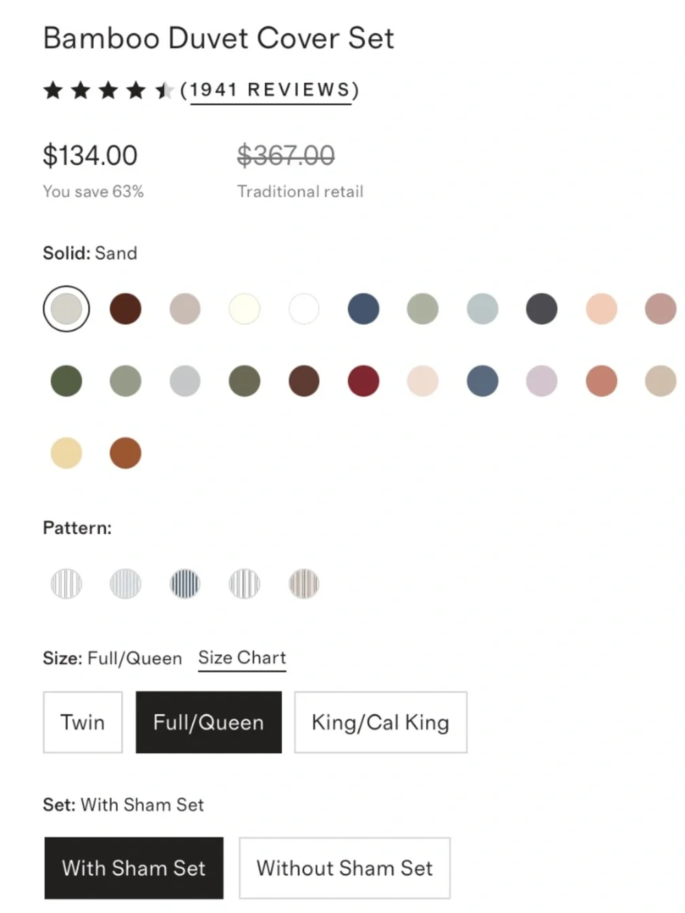 New Bamboo Duvet Cover Set Full/Queen Sand